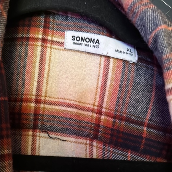 Sonoma Orange and Blue Casual Button Down Shirt - Picture 2 of 2